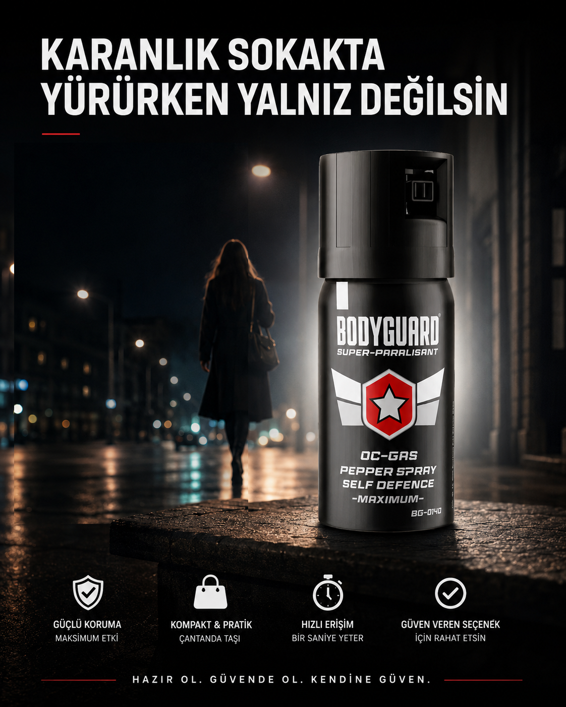 Gece tenha bir sokakta yürüyen kişi